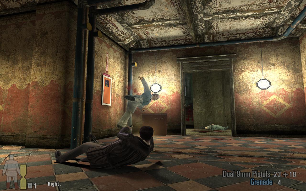 [22/09/2010] Max Payne 2: Die Texturqualität (der Waffe) haut den Widersacher direkt um.