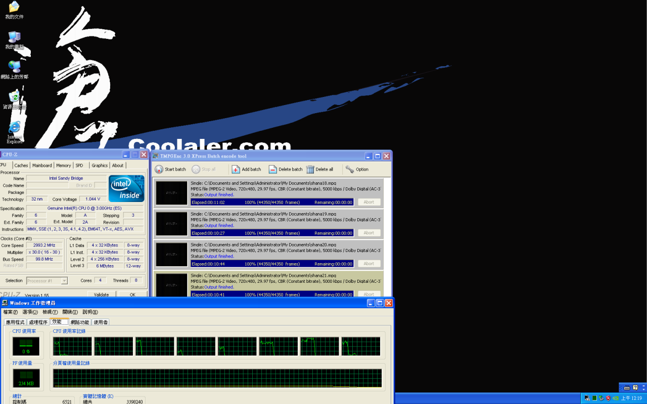 [24/09/2010] TMPGEnc-3.0-Benchmark: Sandy Bridge
