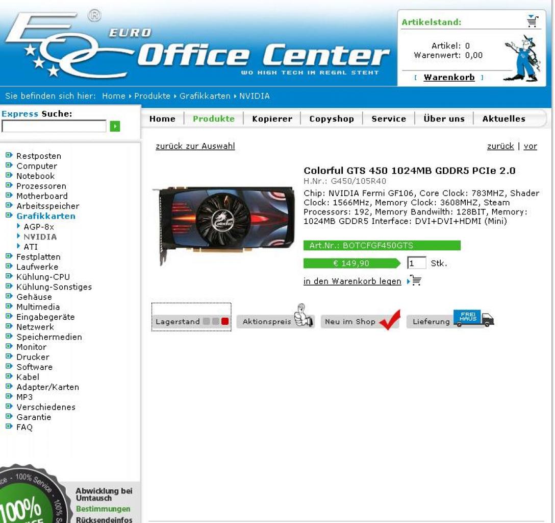 [06/09/2010] Gefunden: Die Nvidia Geforce GTS 450 schleicht sich langsam auf den Markt. (1)