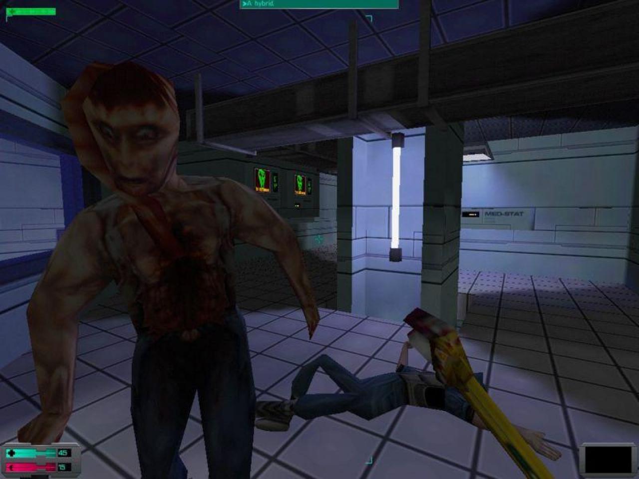 [01/09/2010] Ein Hybrid lässt grüßen: Diese und andere scheußliche Kreaturen aus System Shock 2 wollen dem Spieler ans Leder. 