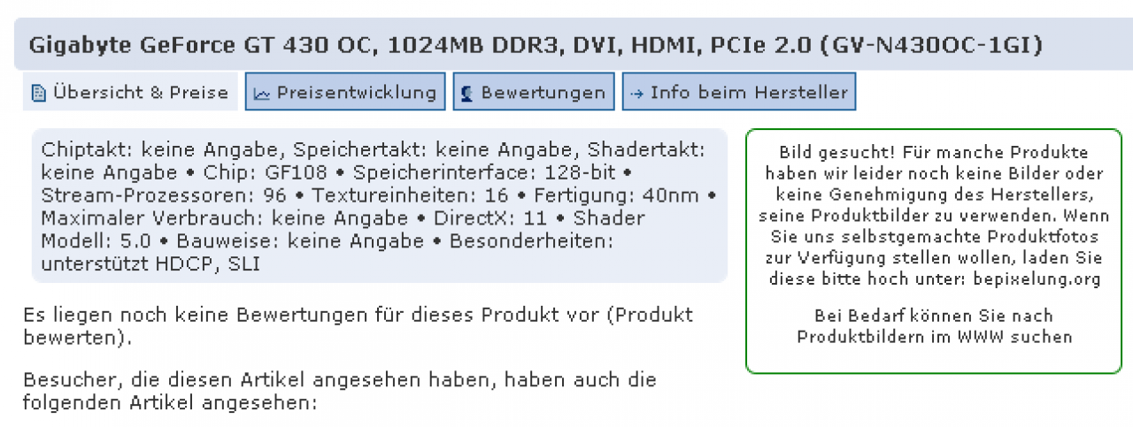 [04/10/2010] Geforce GTS 430: Erstes Modell gelistet