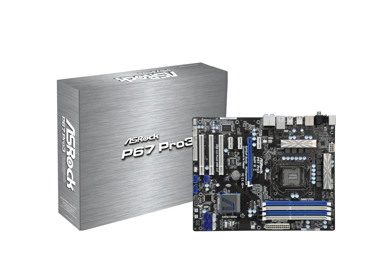 [19/11/2010] Asrock P67 Pro3: Breiter als das P67 Pro und offenbar mit USB-3.0 ausgestattet.
