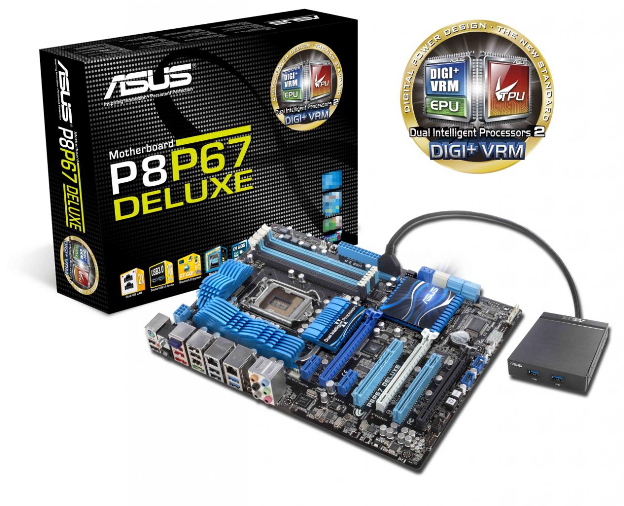 [19/11/2010] Asus P8P67 Deluxe: Bei der Deluxe-Variante ist ein 3,5-Zoll-Modul für Front-USB-3.0 enthalten.