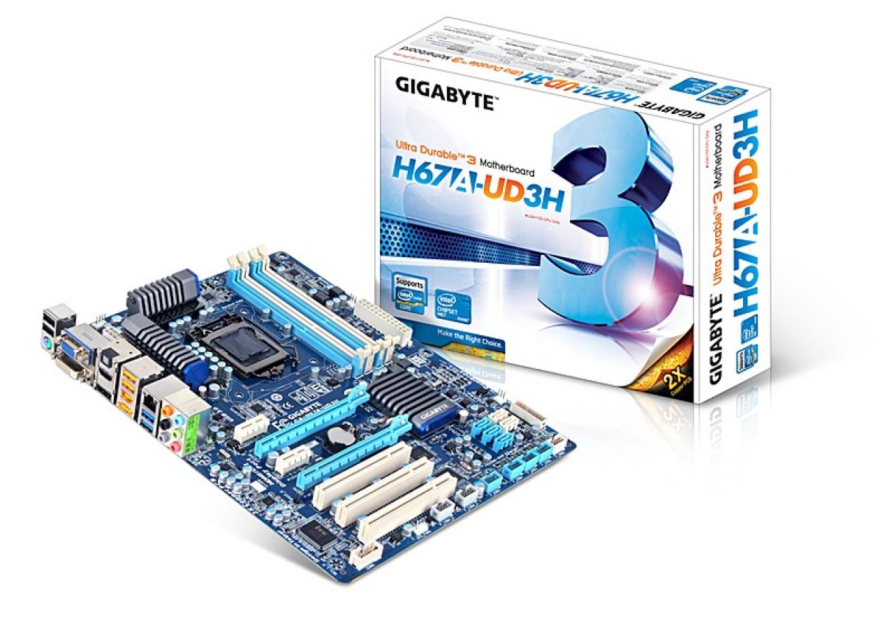 [19/11/2010] Gigabyte H67A-UD3H: Dank H67-Chip kann die integrierte Grafikeinheit von Sandy-Bridge-CPUs genutzt werden.