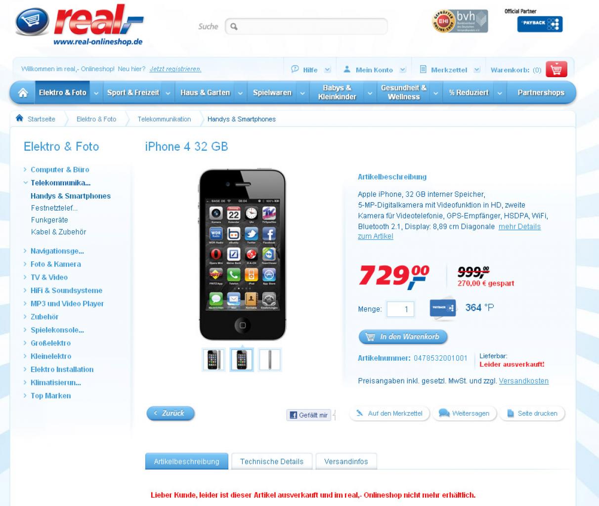 [03/11/2010] Iphone 4 bei Real: Umtauschaktion wegen gefährlicher Netzteile (1)