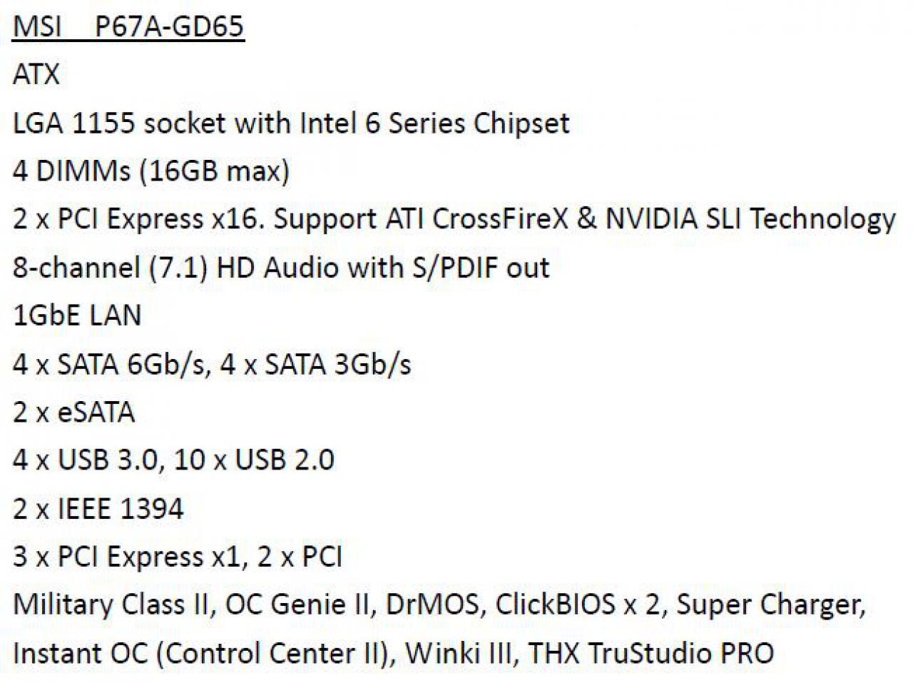 [19/11/2010] MSI P67A-GD65: Im Gegensatz zum P67A-GD55 verfügt das GD65-Modell über E-SATA-Anschlüsse.