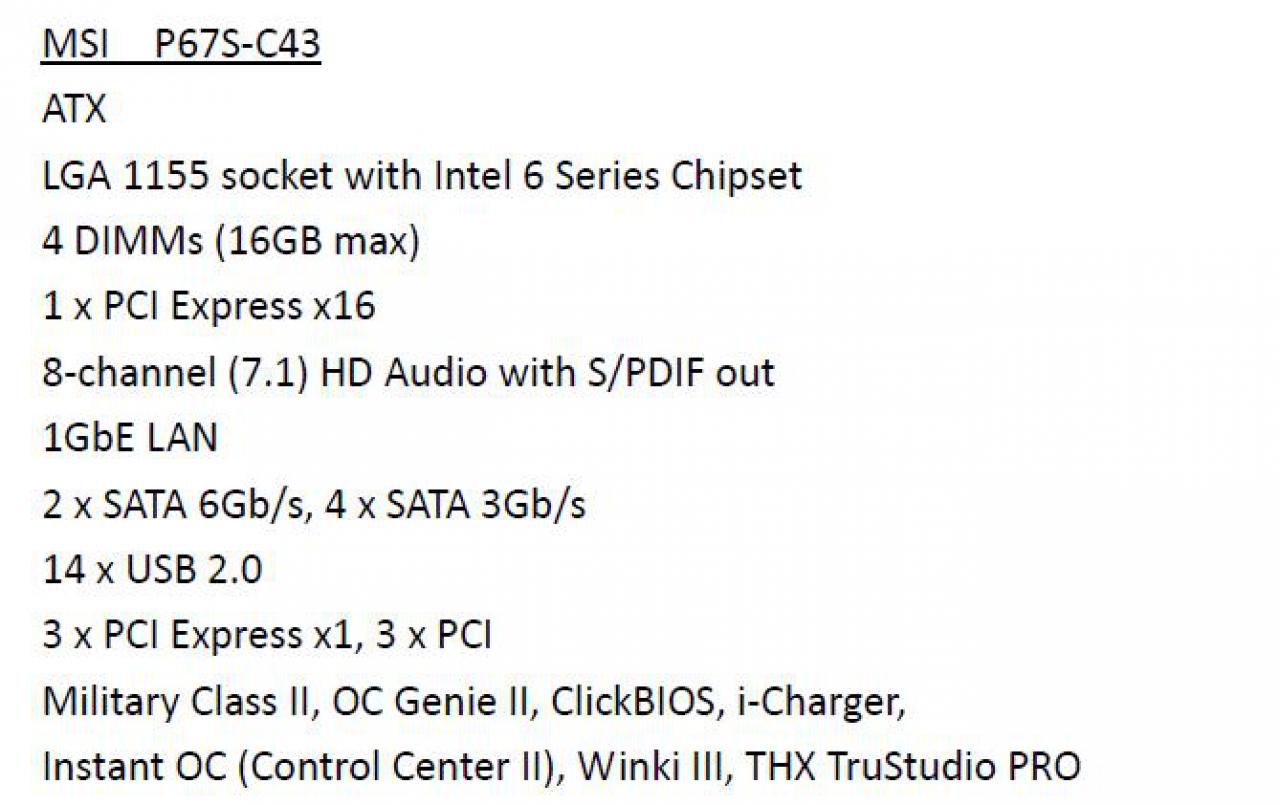[19/11/2010] MSI P67S-C43: Wahrscheinlich das günstigste P67-Board von MSI.