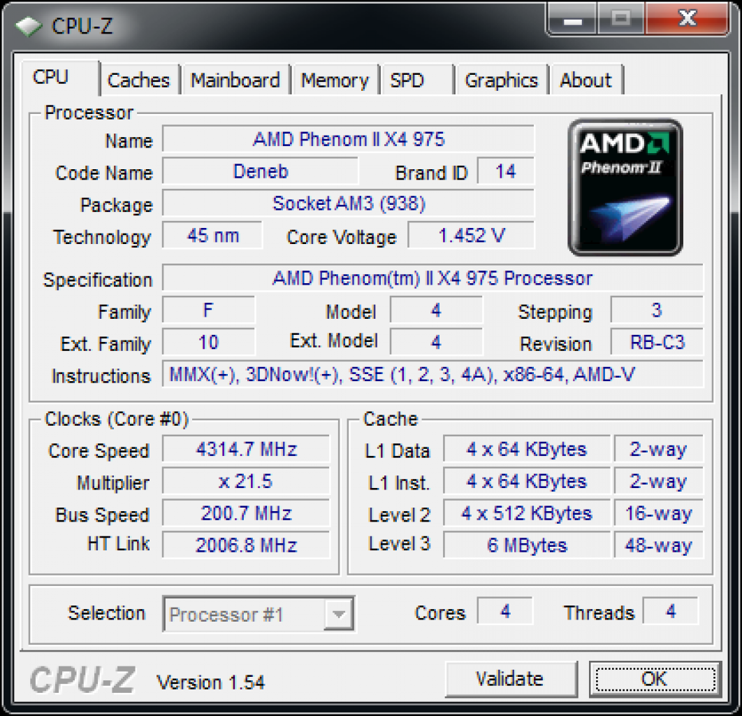 [02/12/2010] Test des Phenom II X4 975 BE auf 4,3 GHz übertaktet