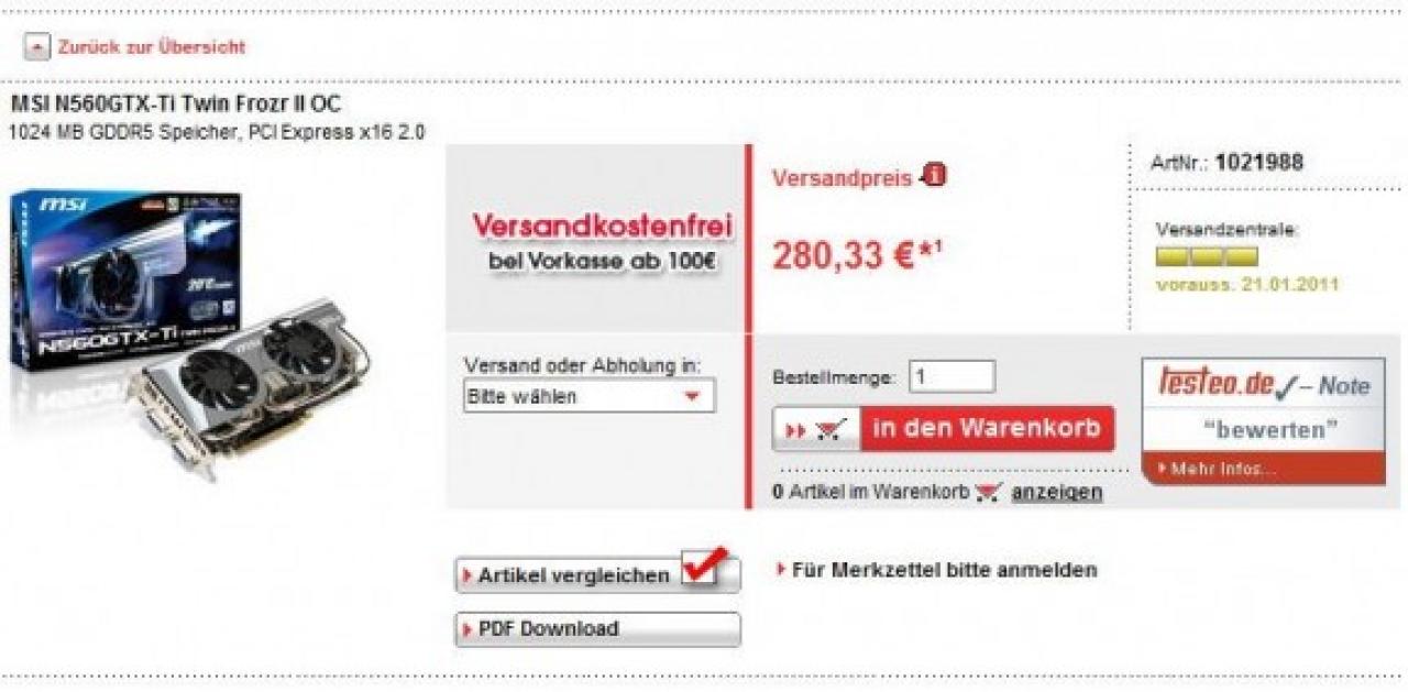 [0] MSI Geforce GTX 560 Ti Twin Frozr II OC kann vorbestellt werden (1)