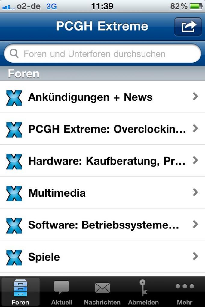 [03/01/2011] Foren-Übersicht in der PCGH-Extreme-App.