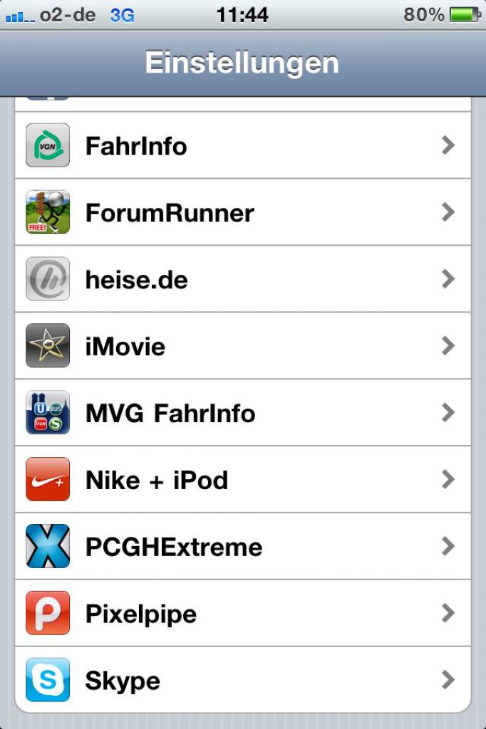 [03/01/2011] Einstellungen der PCGH-Extreme-App sind in den allgemeinen Einstellungen untergebracht.