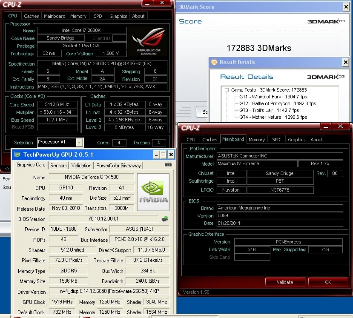 [01/02/2011] Asus Geforce GTX 580 DirectCU II auf 1.519 MHz GPU-Takt übertaktet