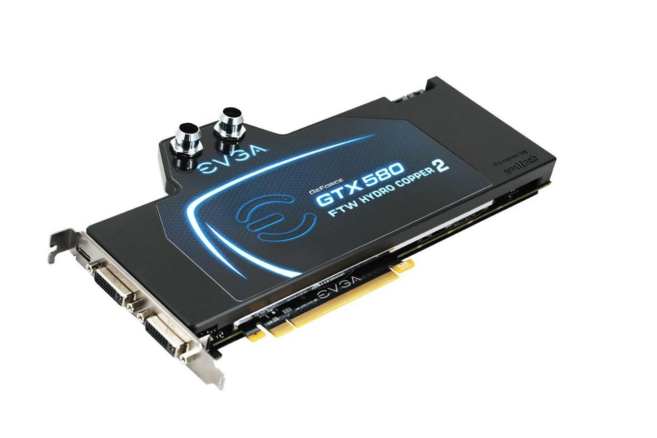 [02/02/2011] Der Tradition folgend, setzt EVGA auch bei der Geforce GTX 580 FTW Hydro Copper 2 auf eine vormontierte Wasserkühlung sowie Overclocking ab Werk: Die 
