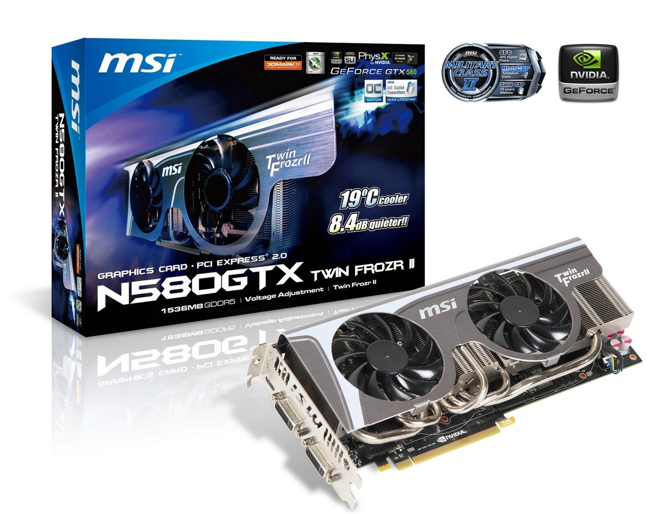 [03/02/2011] Platz 1 - MSI N580GTX Twin Frozr IIOC: Die schnellste Single-GPU-Grafikkarte mit Nvidias Geforce GTX 580 Chip und besonderer 