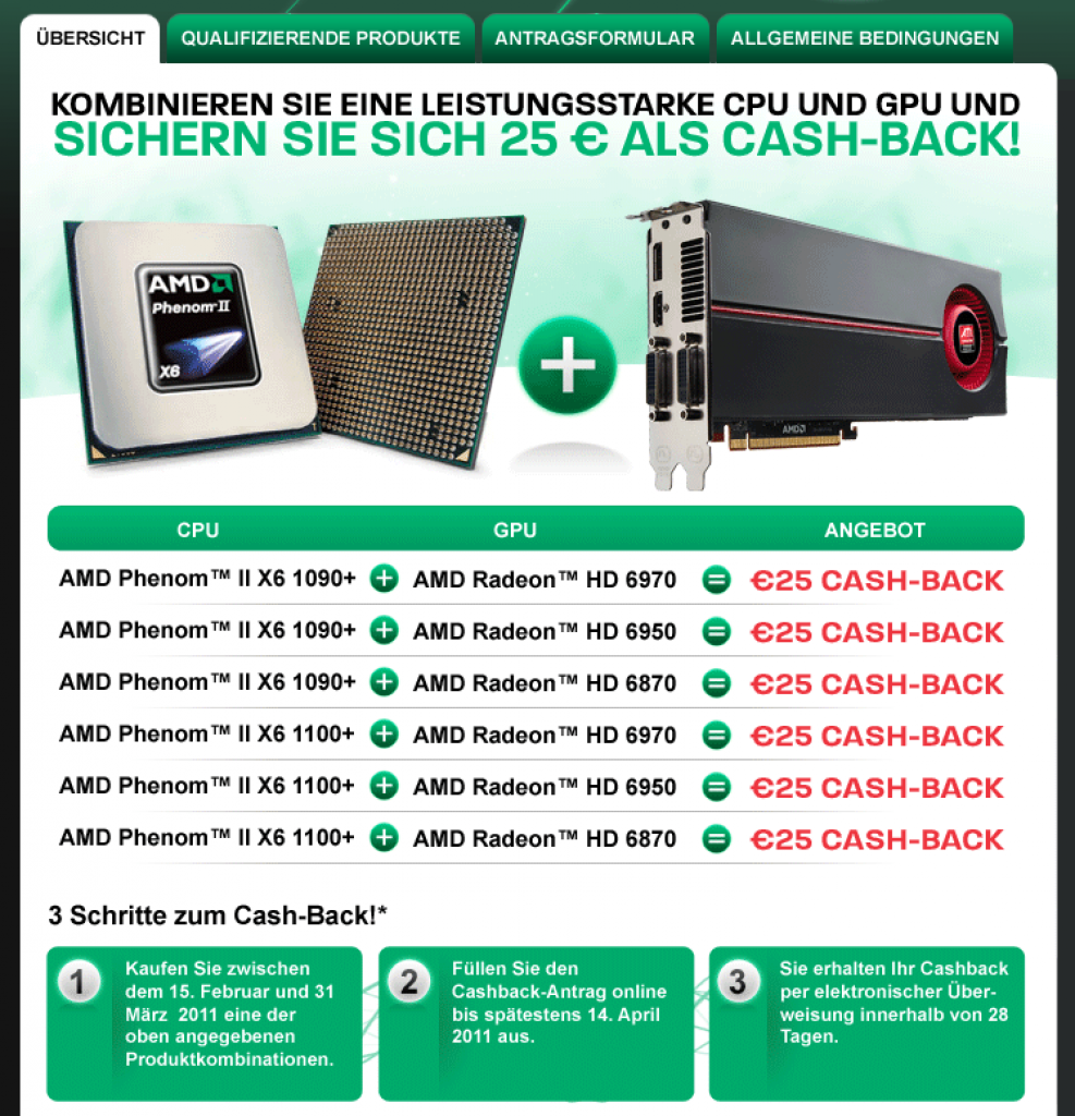 [25/02/2011] Cash-Back-Aktion bei AMD: 25 Euro beim Kauf einer AMD-CPU plus -Grafikkarte (1)