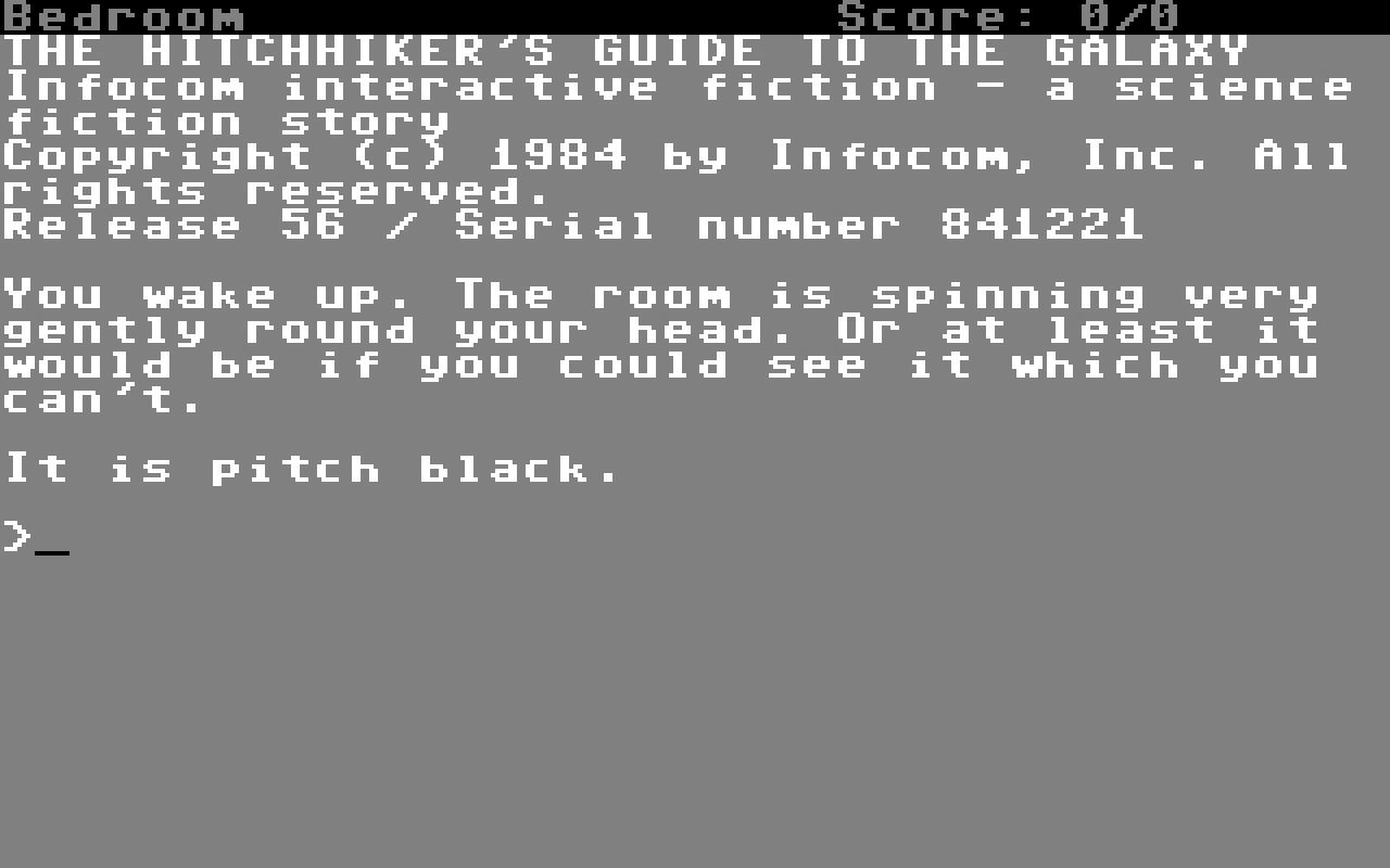 [10/02/2011] The Hitchhikers Guide to the Galaxy 1985 Startbildschirm