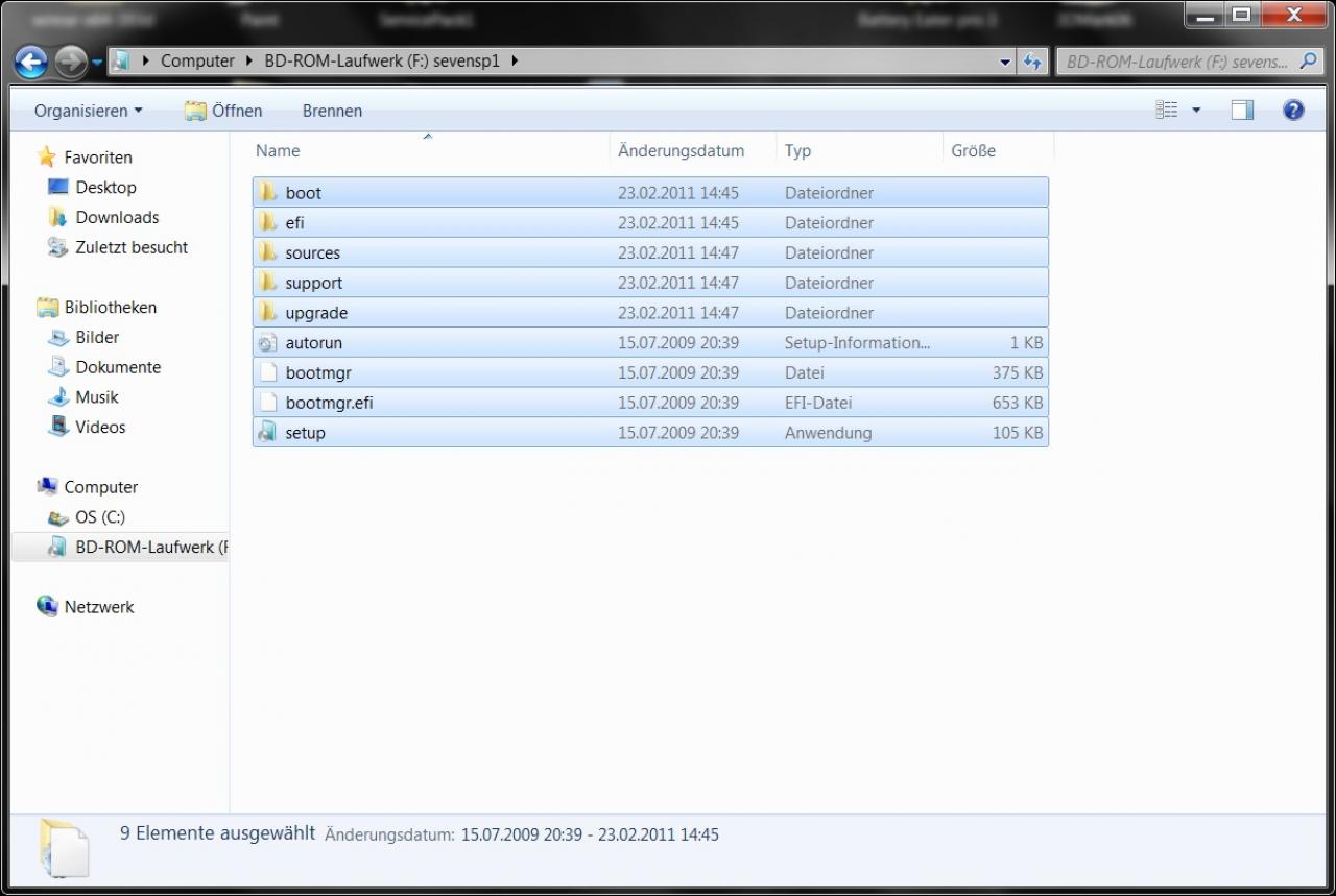 [24/02/2011] Schritt 2: Mit STRG+A alle Daten auf der DVD markieren und dann mit STRG+C kopieren