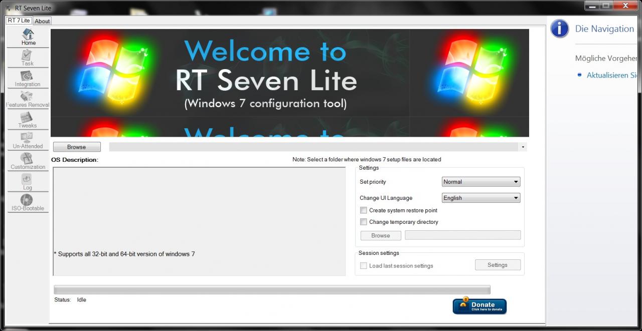 [24/02/2011] Schritt 5: Das Programm RT Seven Lite (2.6.0 Beta) herunterladen und installieren. Nach der erfolgreichen Installation öffnen Sie das Programm und klicken auf Browse; wählen Sie die Option 