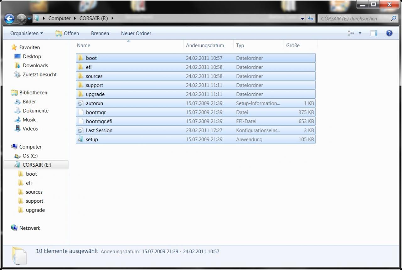 [24/02/2011] Schritt 20: Die entpackten Dateien kopieren Sie nun alle auf den USB-Stick