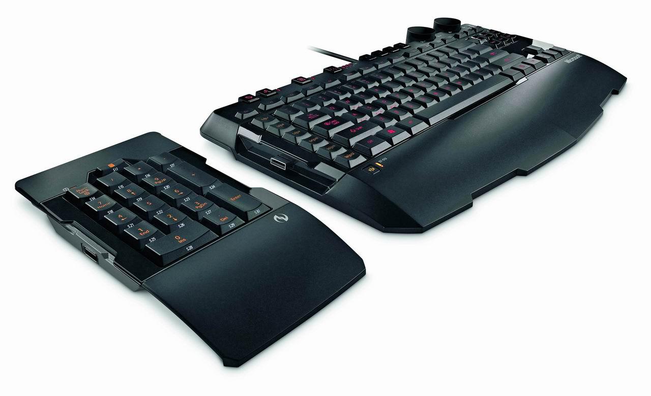 [21/04/2011] Der Modulare Mittelblock und die auffällig großrn Drehregler sind das Markenzeichen der Spielertastatur Sidewinder X6