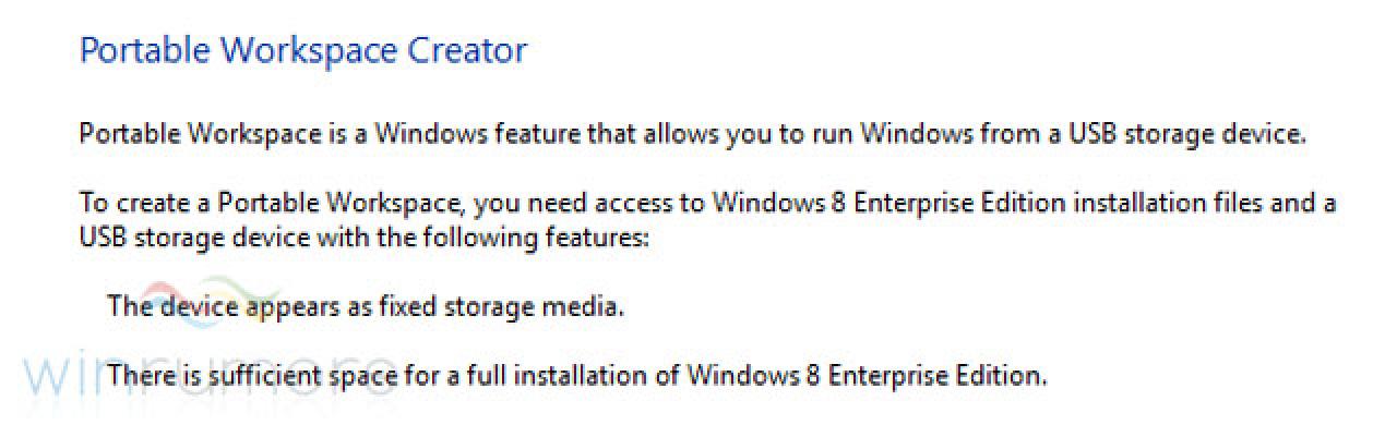 [22/04/2011] Der Windows 8 Portable Workspace Creator.