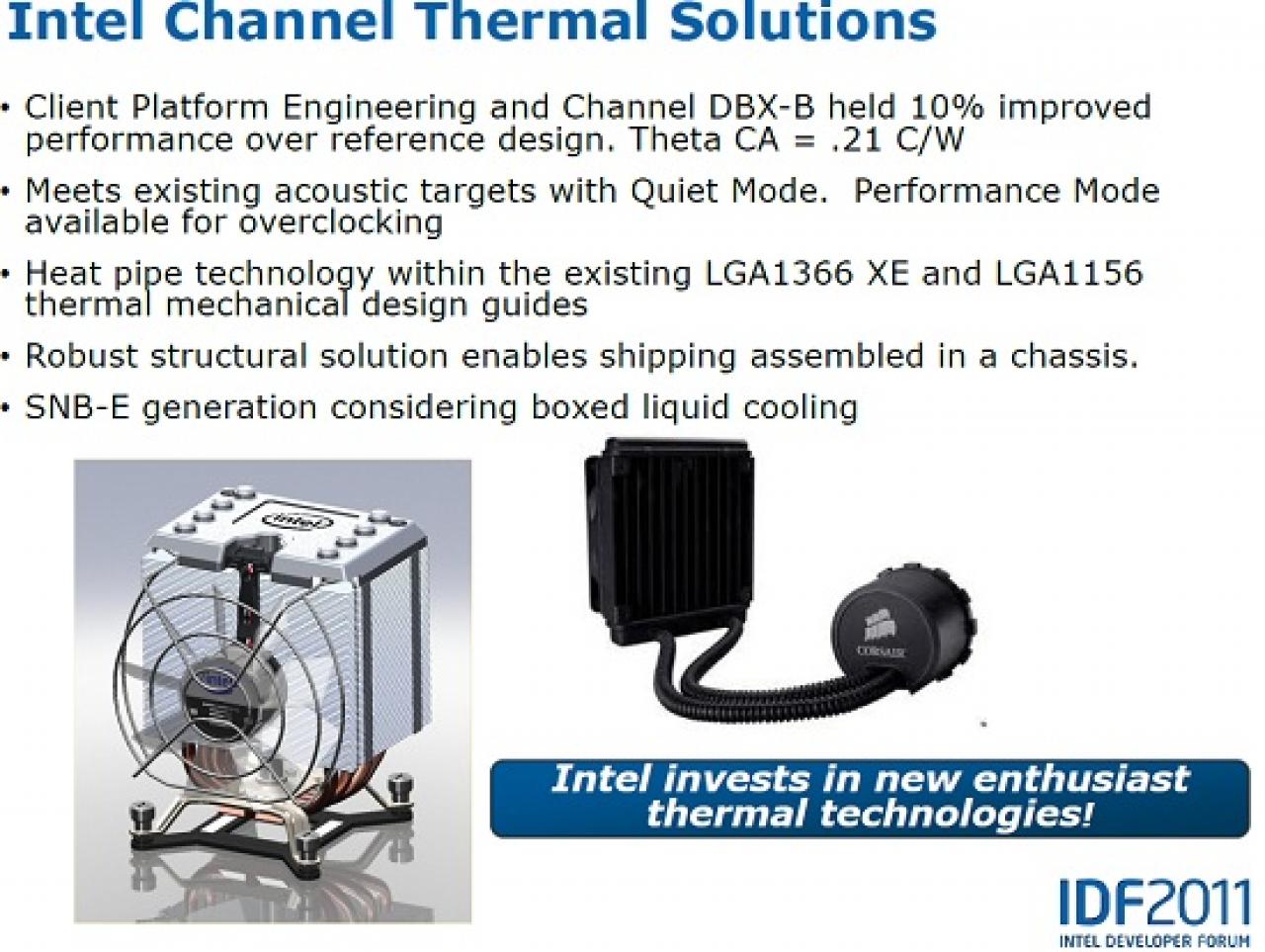 [25/04/2011] Neben einem Luftkühler könnte Intel die Sandy-Bridge-E-Prozessoren auch mit einer Wasserkühlung ausliefern.