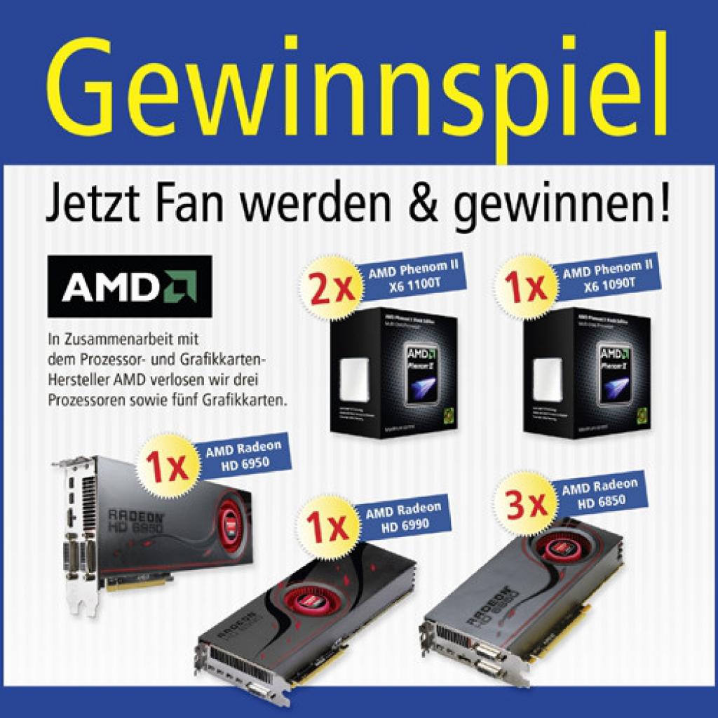[25/05/2011] In Zusammenarbeit mit dem Prozessor- und Grafikkarten-Hersteller AMD verlosen wir drei Prozessoren sowie fünf Grafikkarten. 