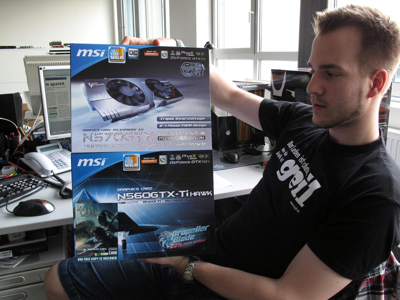 [13/05/2011] Auch bei Raff gibt's neue Geforce-Karten: Die MSI GTX 570 TF3 und die GTX 560 Ti Hawk