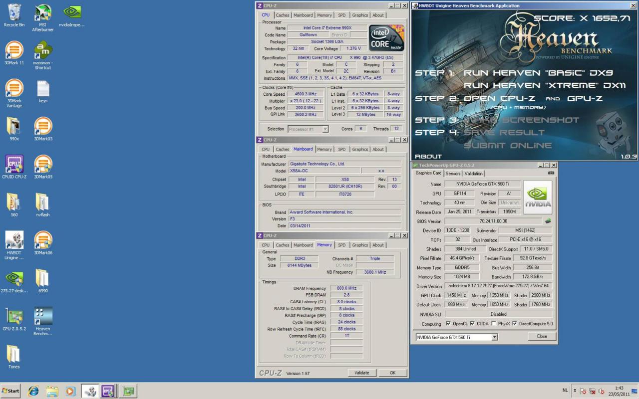 [26/05/2011] Geforce GTX 560 Ti mit 1.500 MHz GPU-Takt: Weltrekord im 3D Mark 11 und in Unigine Heaven