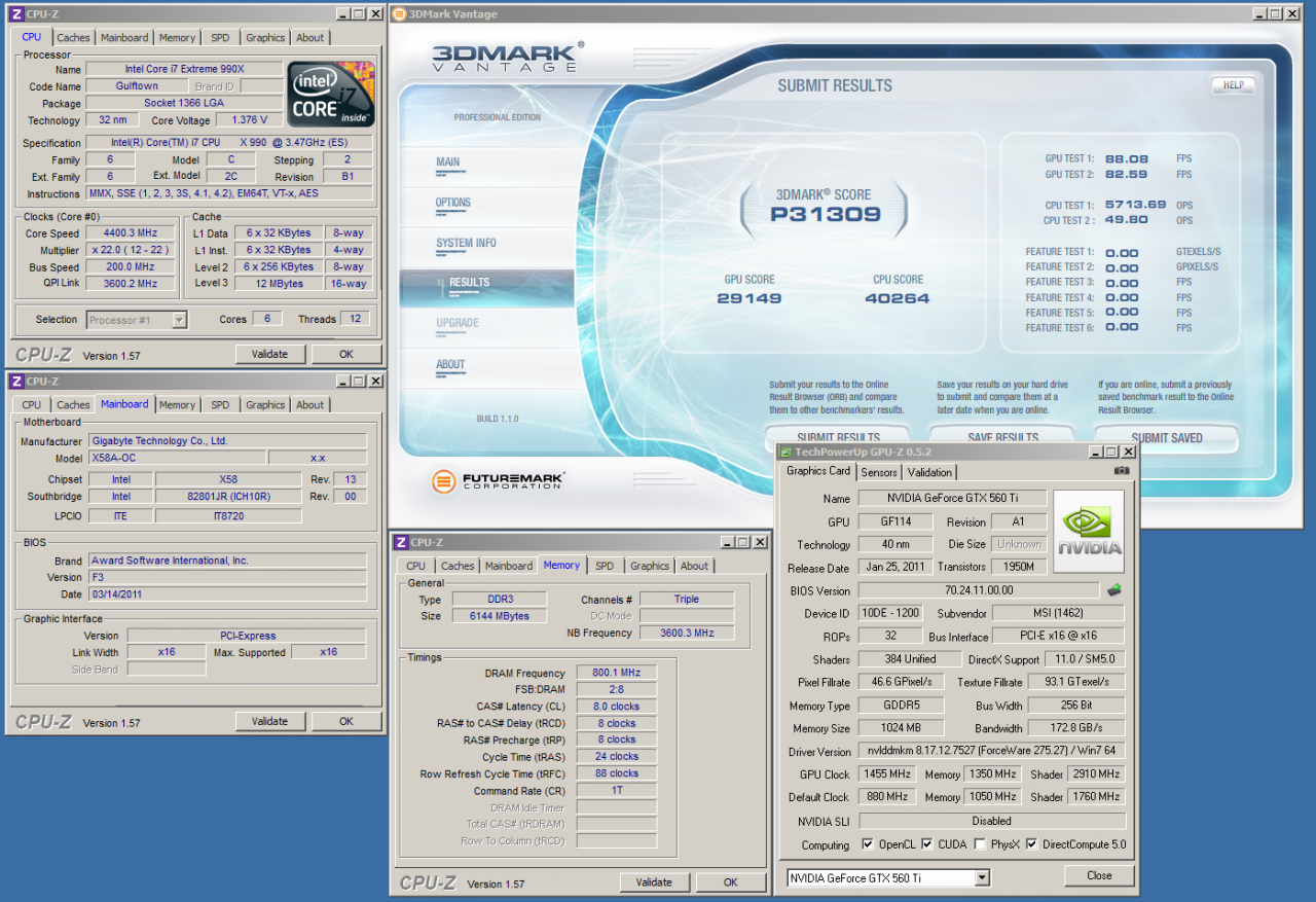 [26/05/2011] Geforce GTX 560 Ti mit 1.500 MHz GPU-Takt: Weltrekord im 3D Mark 11 und in Unigine Heaven