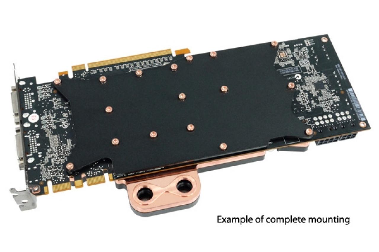 [22/05/2011] Alphacool Nexxxos NVXP Backplate 580/570. Eine Backplate verschönert die Rückseite der Karte und verhindert Durchbiegen.