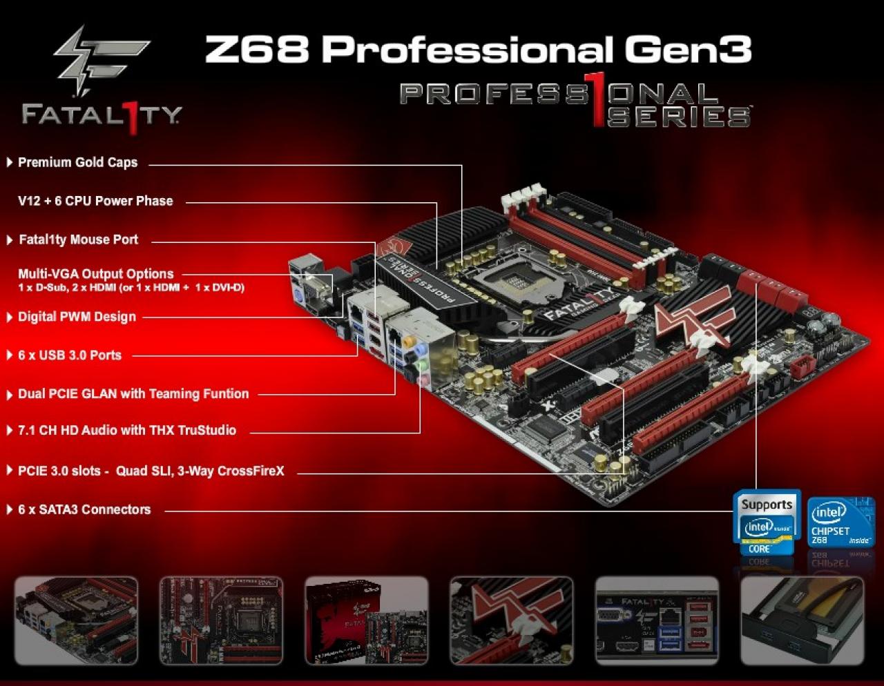 [29/06/2011] Auch das bereits erhältliche Asrock Z68 Professional Gen3 läuft mit Intels Ivy Bridge DT sowie PCI-E 3.0