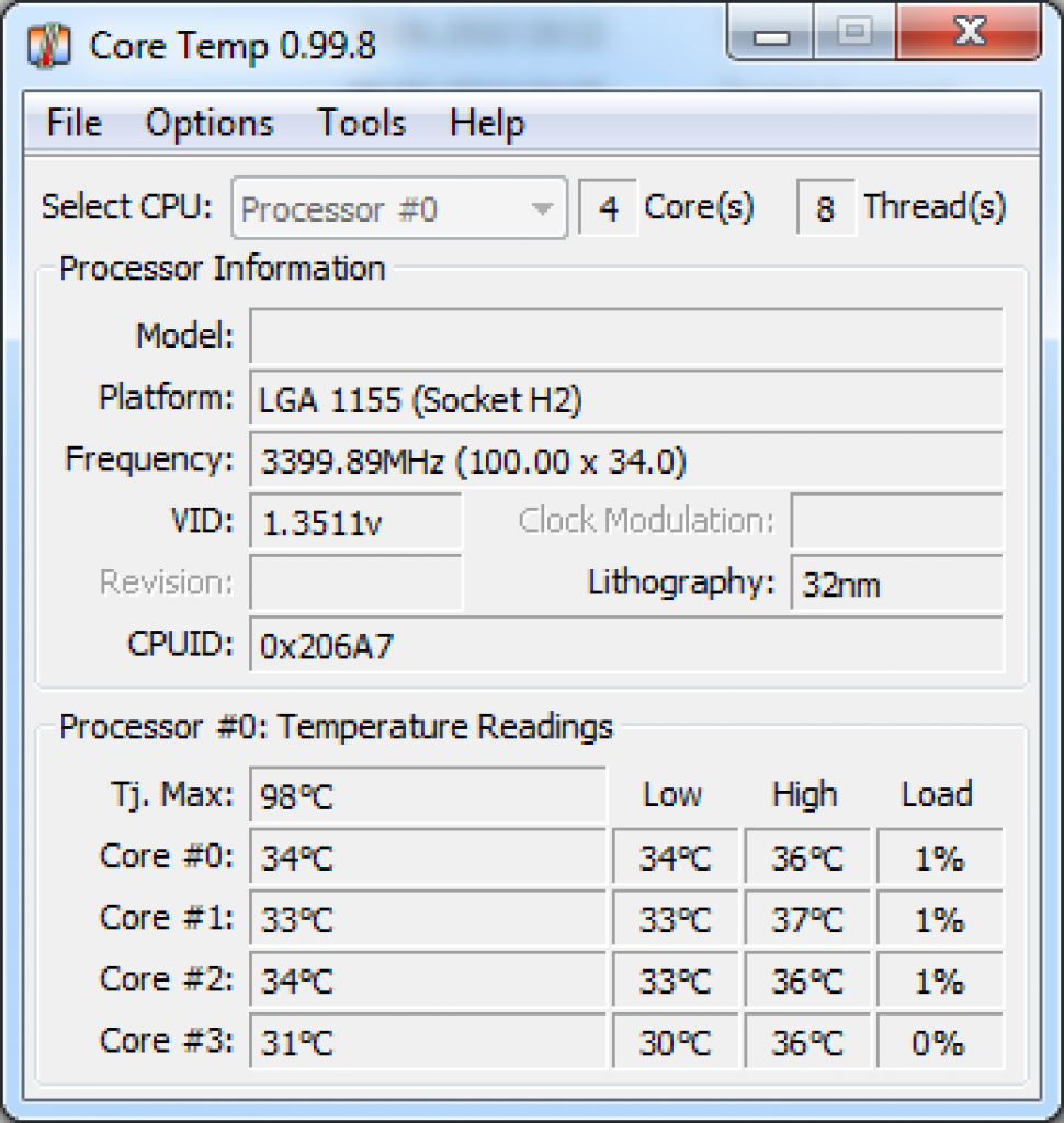 [25/07/2011] Core Temp: Der Name ist Programm: Das kompakte Tool Core Temp zeigt Ihnen in Echtzeit die Temperatur jedes einzelnen Prozessorkerns und dessen Auslastung an - die perfekte Ergänzung beim Stabilitätstest mit dem Cinebench oder Prime. Die Werte von AMD-Prozessoren werden gewöhnlich zu niedrig angezeigt. Download: Coretemp