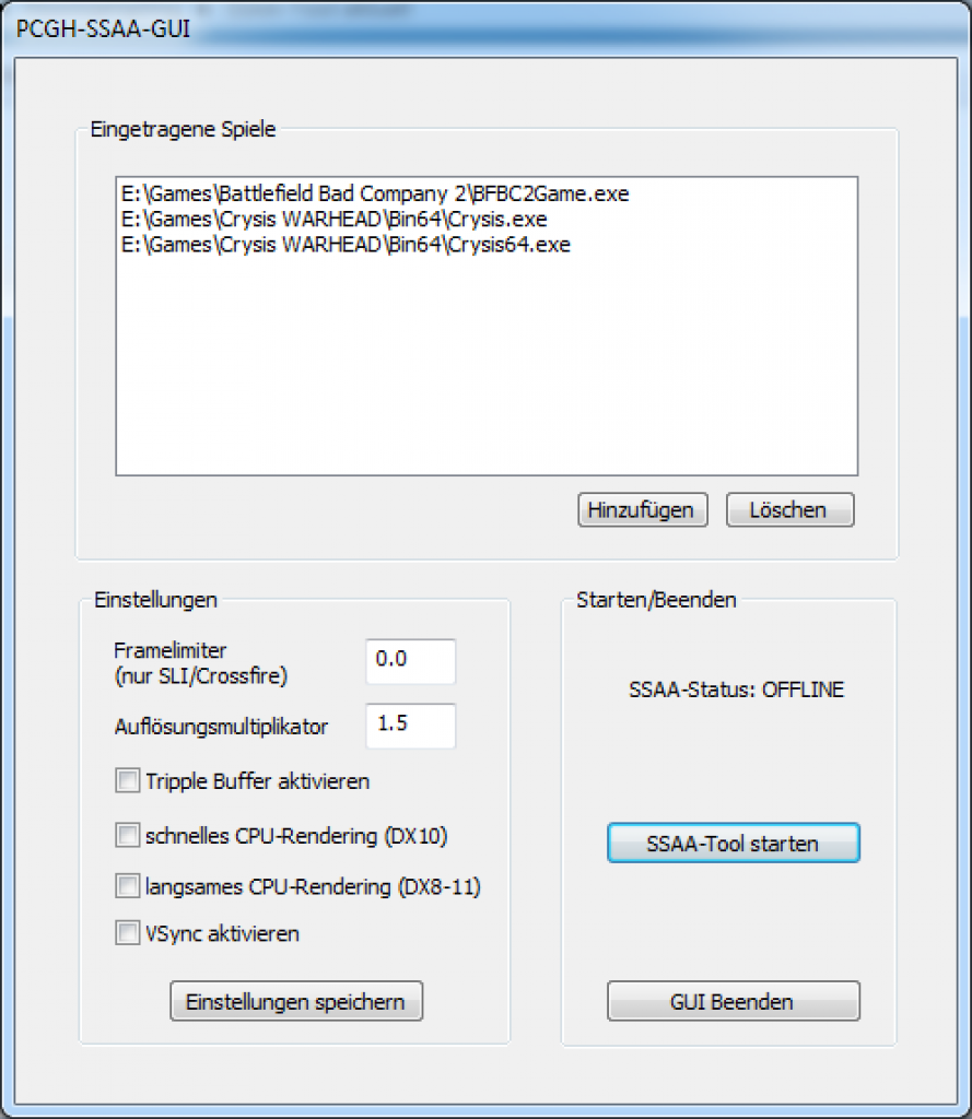 [25/07/2011] PCGH Downsampling-Tool: Supersampling-AA unter Direct X 10/11, etwa in Battlefield: Bad Company 2? Das funktioniert nur per Geforce-Treiber oder per PCGH VGA Tool - dann auch auf Radeon-Grafikkarten (exklusiv auf der Heft-DVD).