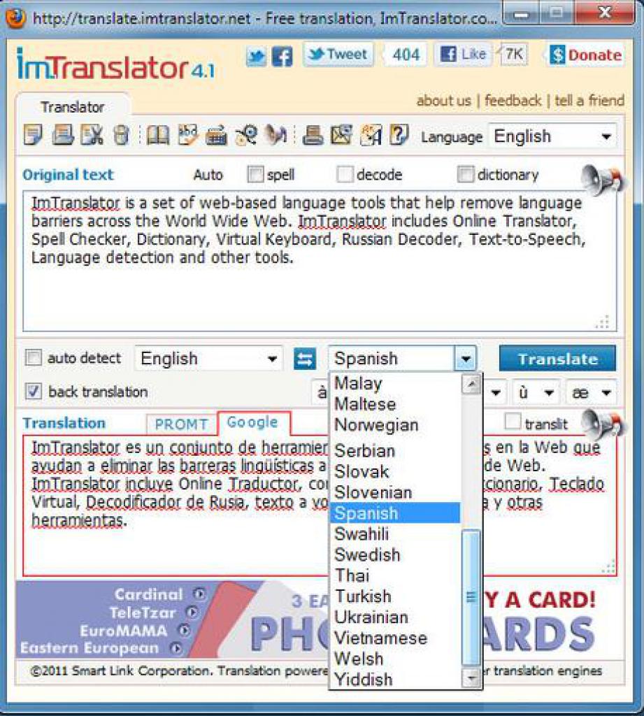 [29/08/2011] ImTranslator - Übersetzer 4.3 - Dieses recht umfangreiche Übersetzungstool beherrscht 50 Sprachen und hilft Ihnen neben Übersetzungen auch mit Rechtschreibung und Sprachsynthese. Download 