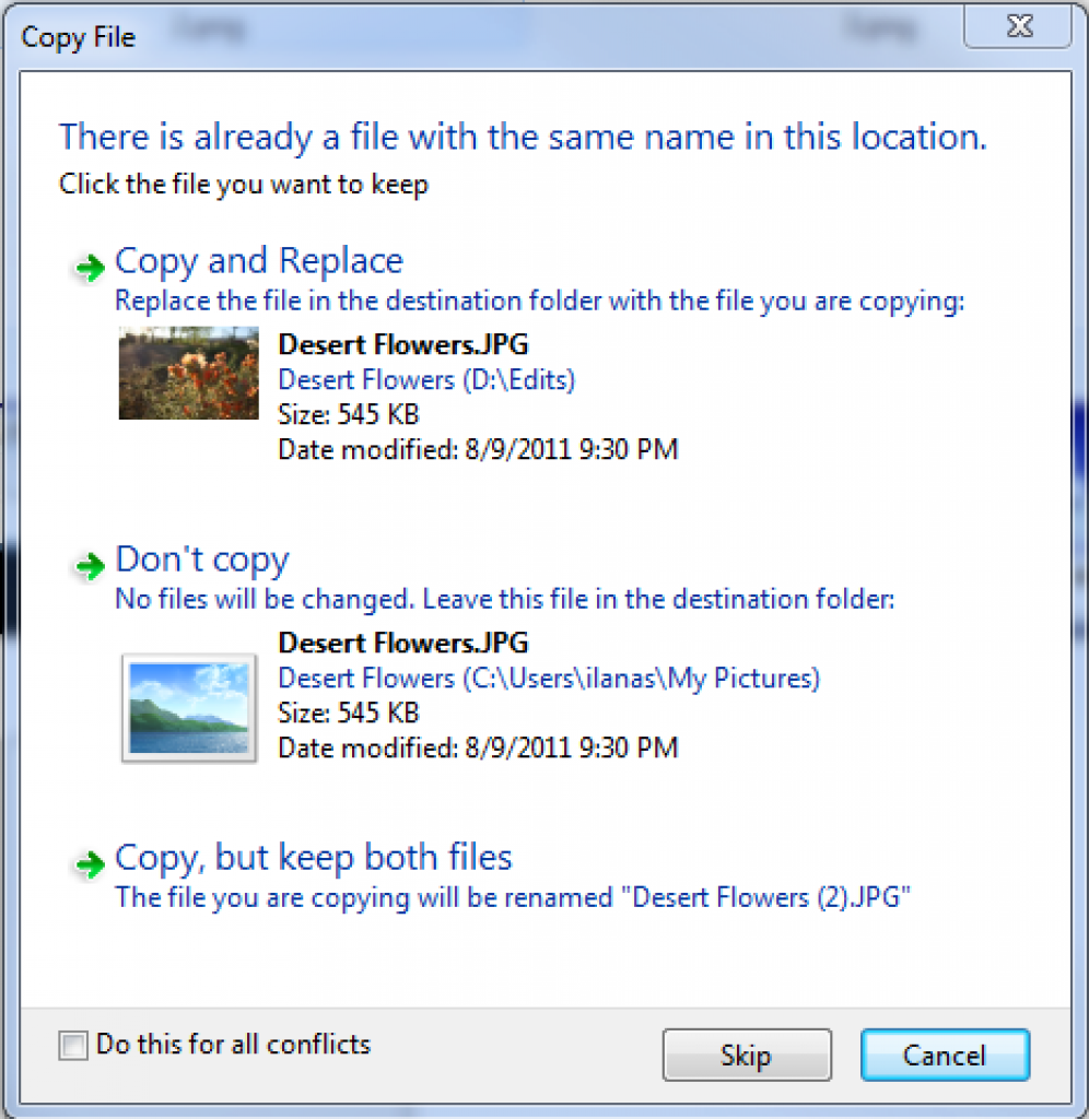 [29/08/2011] Our last major set of improvements simplify and clean up the experience for resolving file name collisions, which we also refer to as 