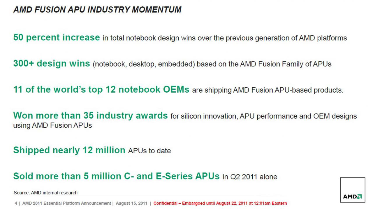 [22/08/2011] AMD: Neue APUs der C- und E-Serie vorgestellt (4)
