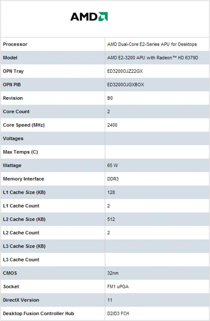 [05/08/2011] Llano-Dualcores: AMD listet den E2-3200
