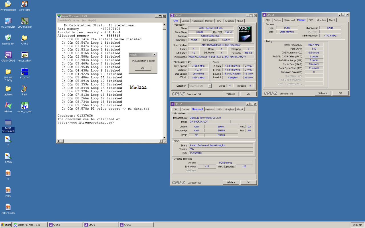 [08/08/2011] Phenom II X4: Neuer Übertakter-Weltrekord mit 7.378 MHz und in Super Pi (1)