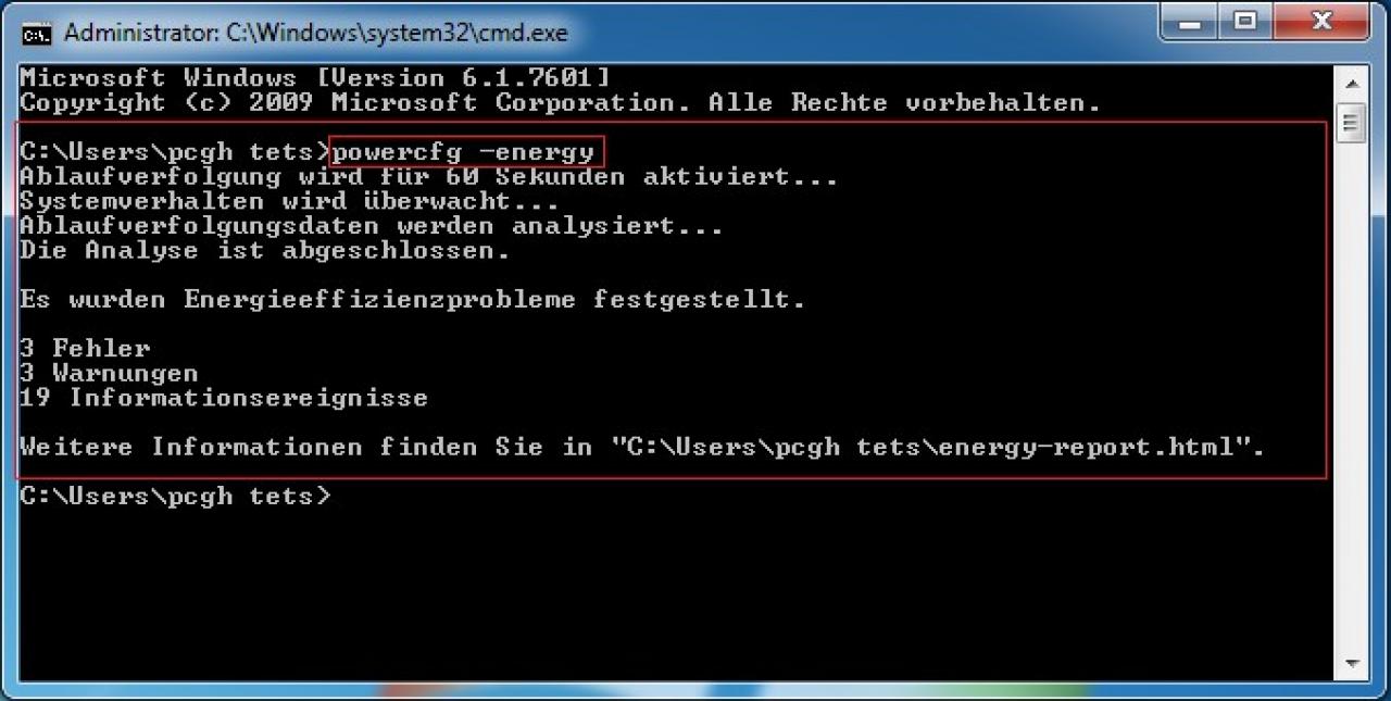 [03/08/2011] Windows 7 bietet eine eigene Möglichkeit, sich Übersicht über den Energieverbrauch vom eigenen System zu verschaffen und liefert Hinweise um Strom zu sparen. Wenn Sie ein Notebook verwenden zeigt Ihnen die 