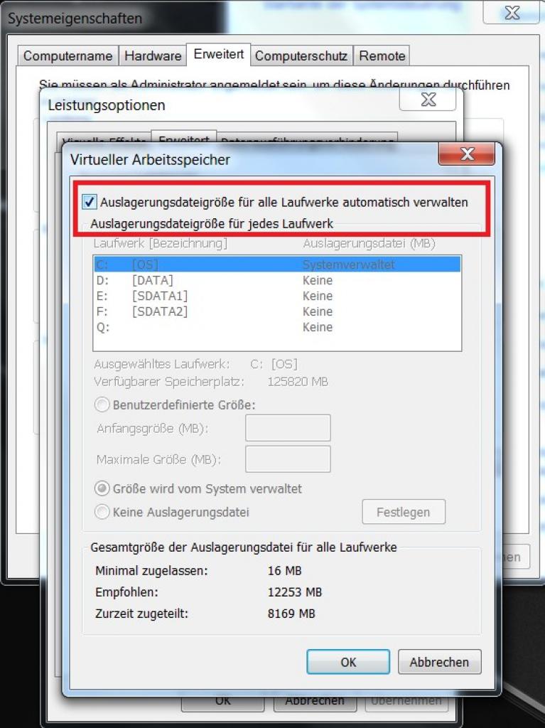 [09/08/2011] Wenn Sie eine schnellere Partition als die System-Partition besitzen, drücken Sie auf 