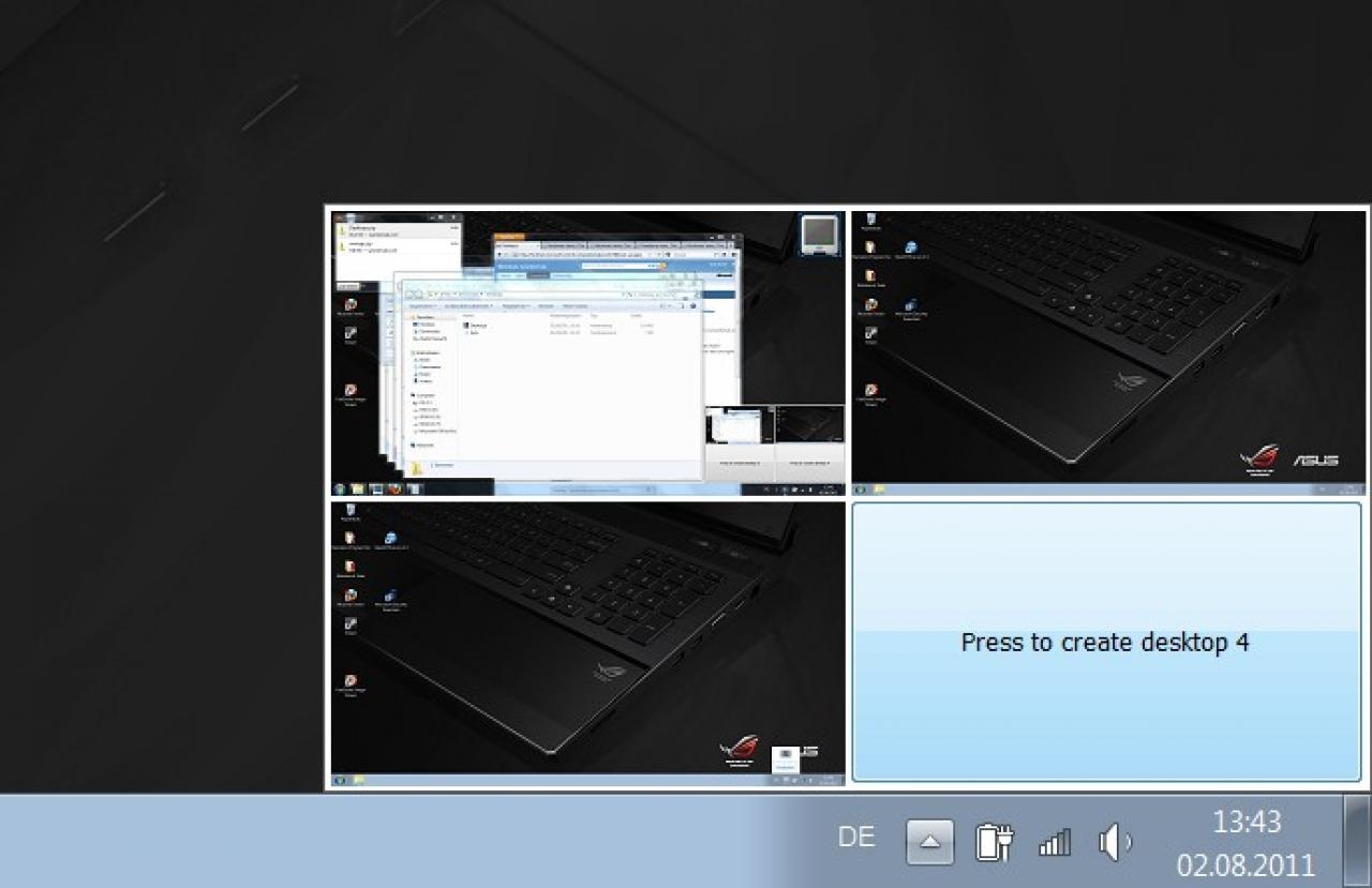 [09/08/2011] Bis zu vier Desktops: Wer es leid ist, auf nur einem Desktop mit den Fenstern zu jonglieren, kann sich mit 