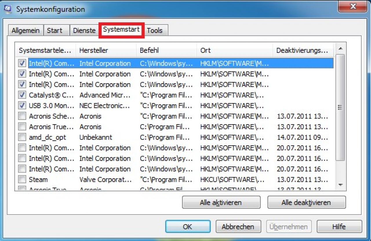 [03/08/2011] Verbreitete Tools wie Skype oder Steam haben die schlechte Angewohnheit, sich mit aktiviertem Autostart zu installieren. Sie können unter Windows selber festlegen, welche Programme bei Systemstart ausgeführt werden. Geben Sie im Eingbabefeld vom Startmenü 