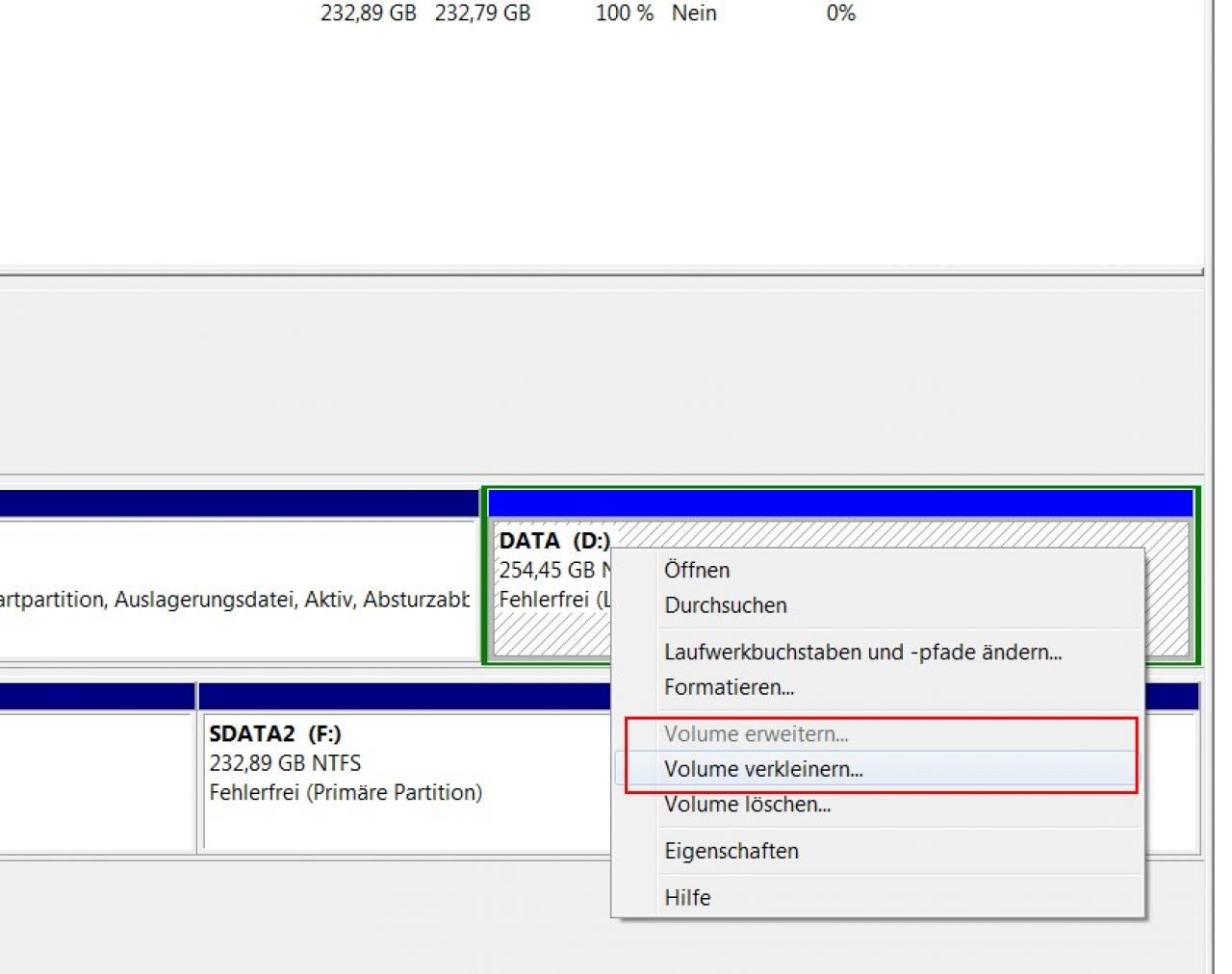 [09/08/2011] Partitionsgrößen ändern: Windows 7 bietet die Möglichkeit, mit Bordmitteln die Größe von Partitionen zu verändern. Klicken Sie dazu mit der rechten Maustaste auf das 