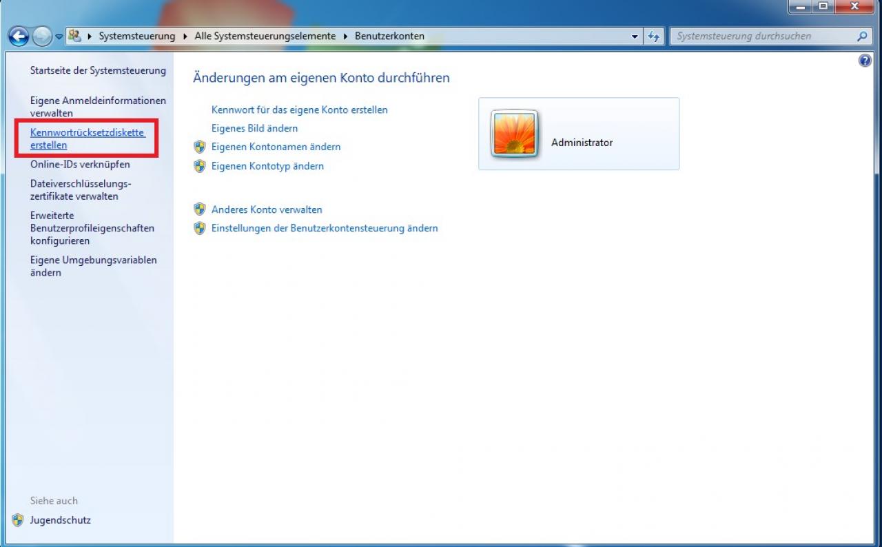 [03/08/2011] Ein Windows-Kennwort bietet ein Mindestmaß an Sicherheit für Ihr System. Ärgerlich wird es, wenn Sie dieses Kennwort vergessen. Um für diesen Fall vorzusorgen, können Sie einen Wechseldatenträger wie zum Beispiel einen USB-Stick einrichten, mit dem Sie Ihr Passwort zurücksetzen können. Öffnen Sie dafür die Systemeinstellungen, wählen Sie den Menüpunkt 