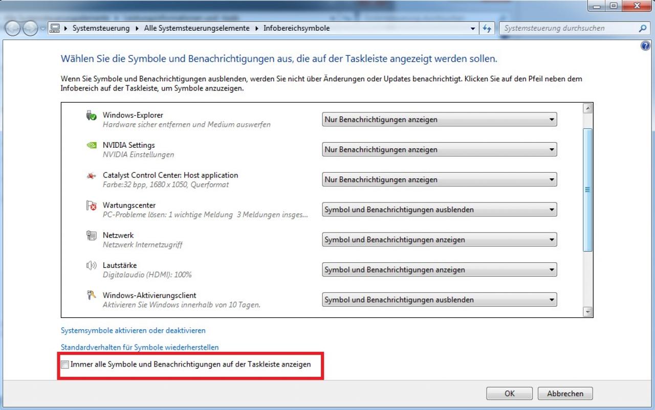 [03/08/2011] Neben der Windows-Uhr finden Sie diverse Benachrichtigungssymbole, die mehr oder weniger wichtig sind. Mit einem Rechtsklick auf die Windows-Uhr und weiter auf 