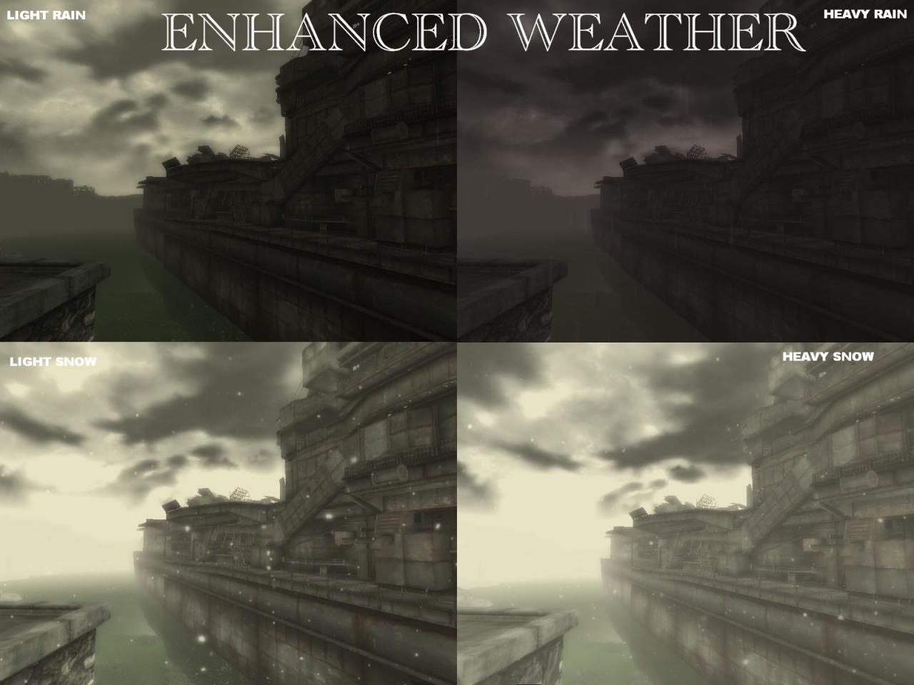[22/09/2011] Mods für Fallout 3 - Dieser Mod erweitert das Spiel um verbesserte Wetter-Effekte. Ihnen begegnen dann verschiedene Stufen von Regen und sogar Schnee im Spiel. Download 