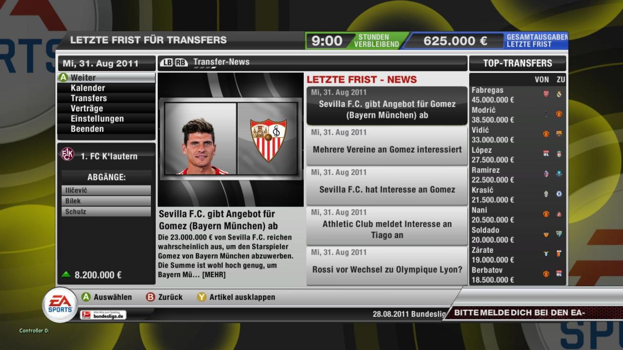 [26/09/2011] Spielmodi: FIFA 12 Pro - Karriere-Modus, Be a Pro und Ultimate Team-Modus lassen den Spieler in die unterschiedlichsten Rollen eines Fußballer-Lebens eintauchen. Sogar als Torwart kann man Ruhm und Ehre erlangen. Dabei ist die Präsentation und der Umfang der einzelnen Modi absolut Top.