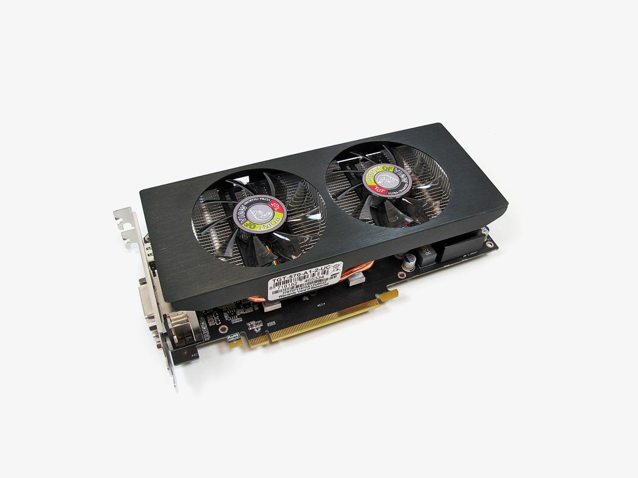 [30/09/2011] Sie lieben extreme Auflösungen und Grafikmods? Dann sollten Sie sich nach Geforce-Modellen mit verdoppelter Speichermenge umsehen. Point of Views GTX 570 2560 (im Bild) kombiniert 2.560 anstelle von 1.280 MiByte VRAM mit starker wie leiser Kühlung, ist allerdings kein Schnäppchen.