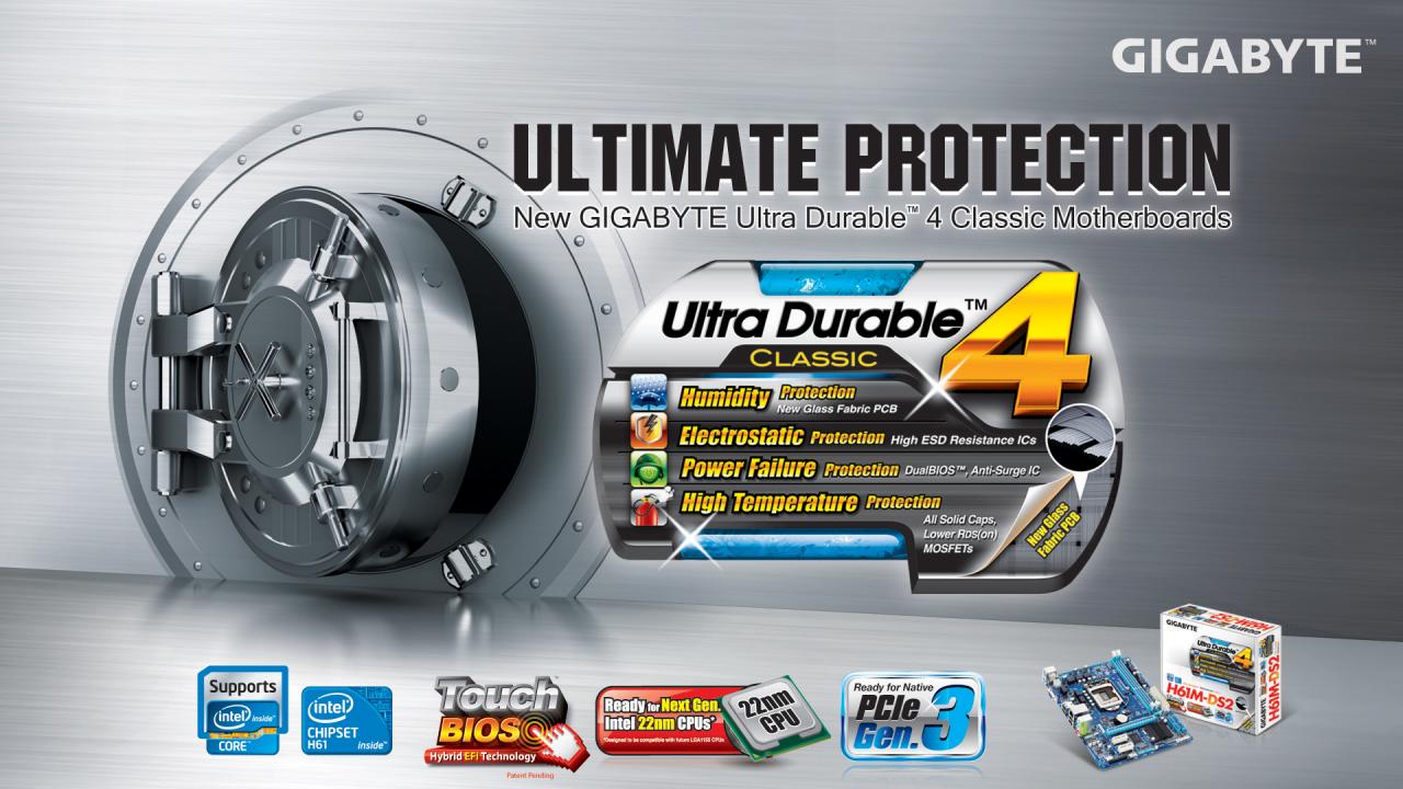 [01/09/2011] Gigabyte-H61-Mainboards für Sandy und Ivy Bridge: Details zu Ultra Durable 4 Classic